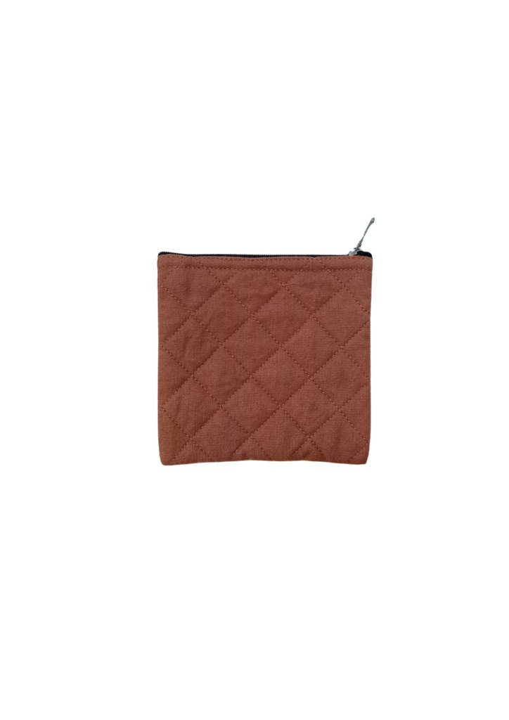 POUCH, WADDED SQUARE, DIAMOND, BROWN, COTTON