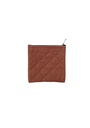 POUCH, WADDED SQUARE, DIAMOND, BROWN, COTTON