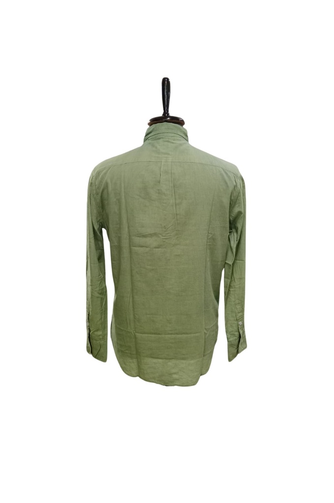 MADRAS LS SHIRT, GREEN, COTTON