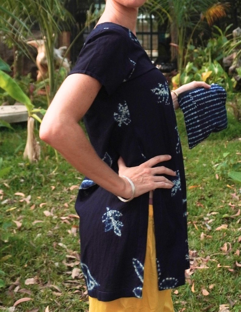 LOOP SS TOP, BLUE-WHITE, SHIBORI, COTTON