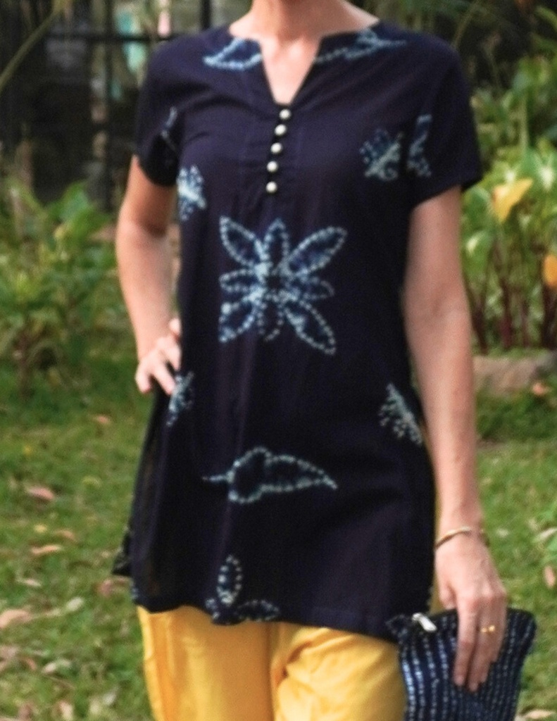 LOOP SS TOP, BLUE-WHITE, SHIBORI, COTTON
