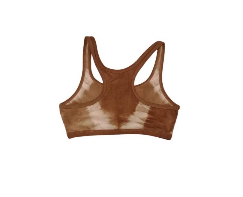 SPORTS BRA, BROWN-WHITE, COTTON