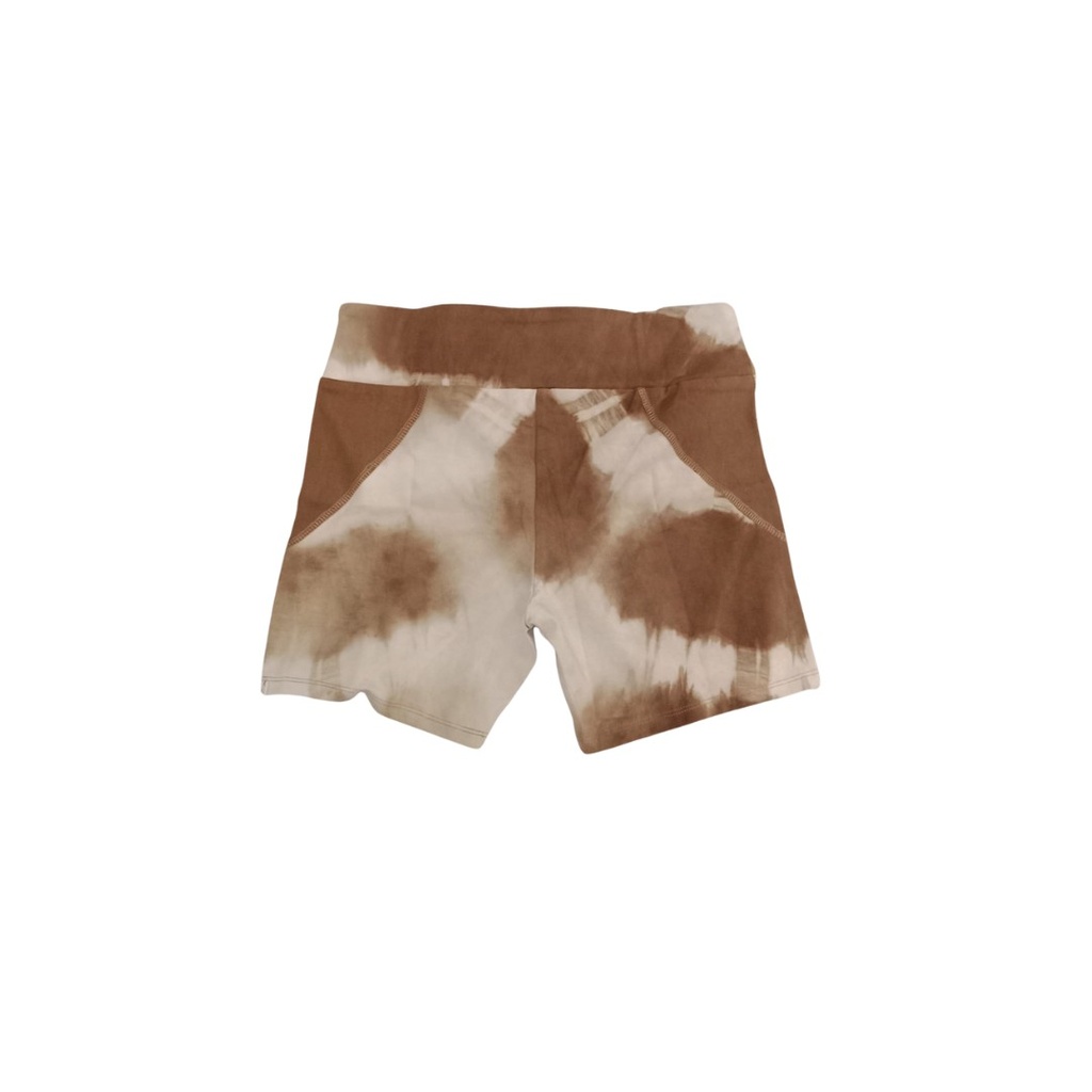 SPORTS SHORTS, BROWN-WHITE, SHIBORI, COTTON