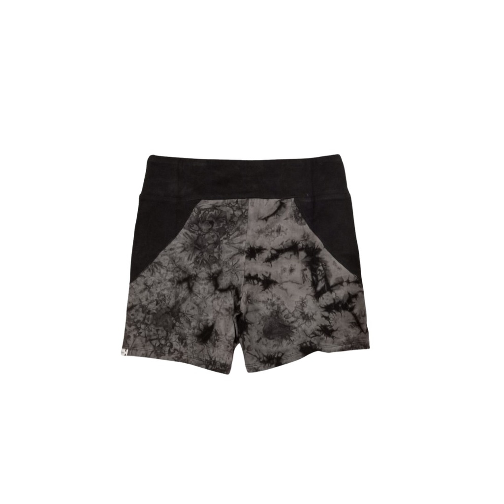 SPORTS SHORTS, GREY-BLACK, SHIBORI, COTTON