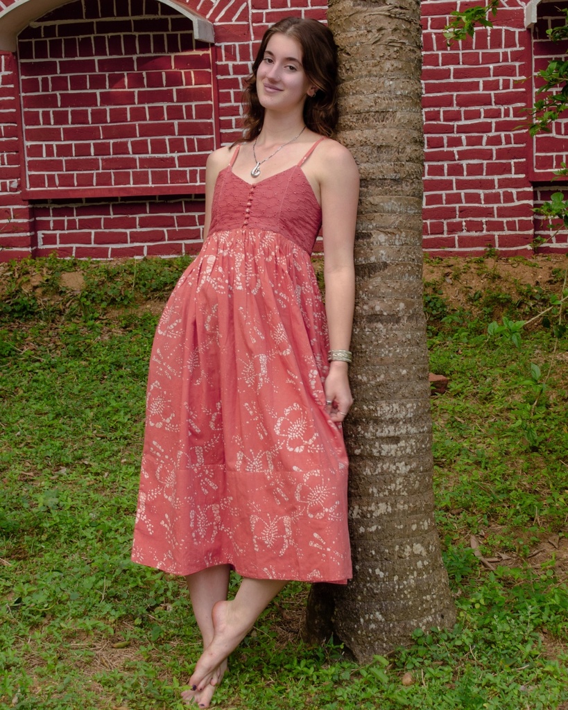 STRAPPY DRESS, PINK, BATIK, COTTON