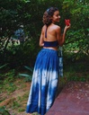 ELASTIC SKIRT, BLUE-WHITE, SHIBORI, COTTON