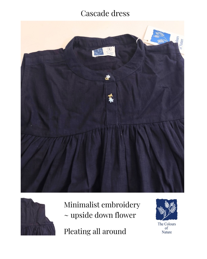 CASCADE DRESS, BLUE C065, EMBROIDERY, COTTON