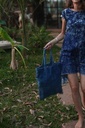 TOTE BAG, BLUE, VELVET