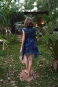 SIDEDROP DRESS, DARK BLUE, SHIBORI, COTTON