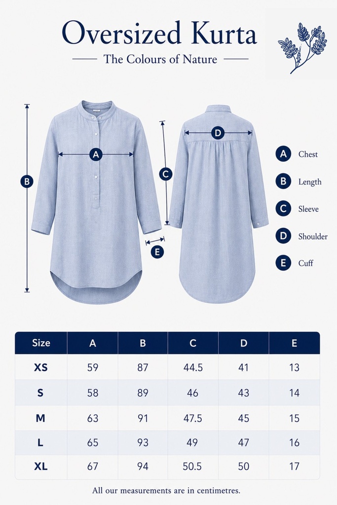OVERSIZED KURTA, BLUE, BATIK SPOTS, COTTON