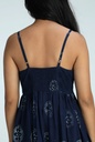 STRAPPY DRESS, DARK BLUE, BATIK ROUNDFLOWER, COTTON