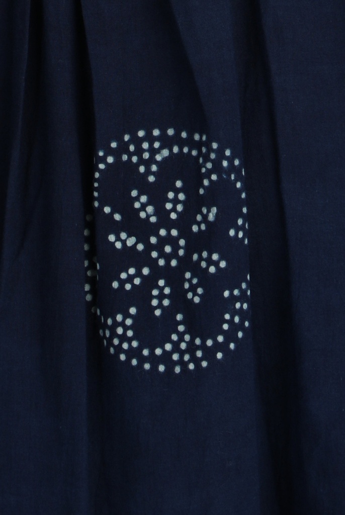 STRAPPY DRESS, DARK BLUE, BATIK ROUNDFLOWER, COTTON