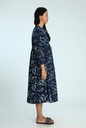 OVERCOAT SET DRESS, DARK BLUE, BATIK, COTTON