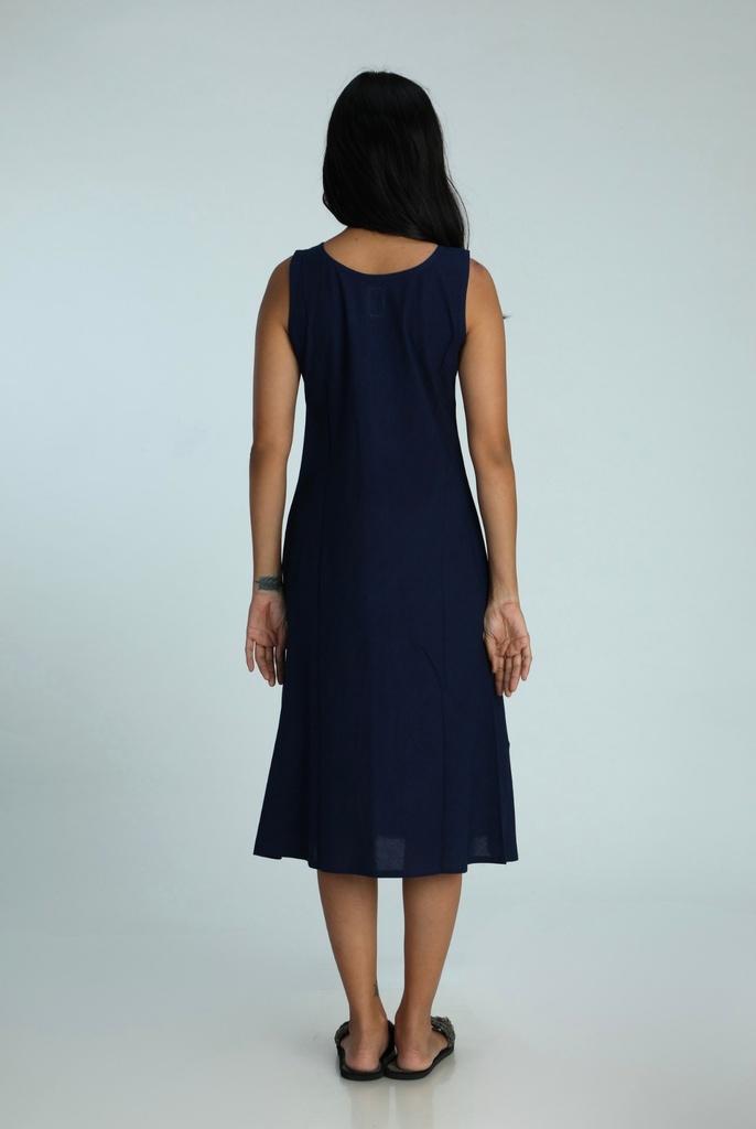 OVERCOAT SET DRESS, DARK BLUE, BATIK, COTTON