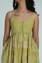 STRAPPY DRESS, GREEN, BATIK, COTTON