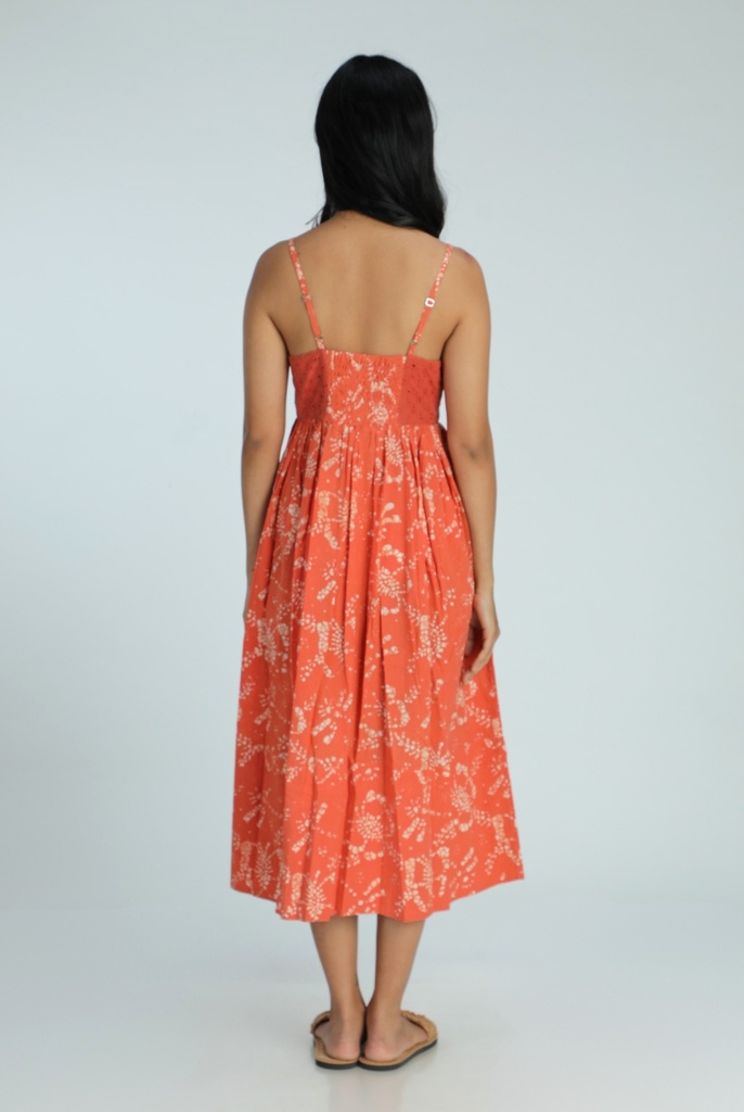 STRAPPY DRESS, PINK, BATIK, COTTON