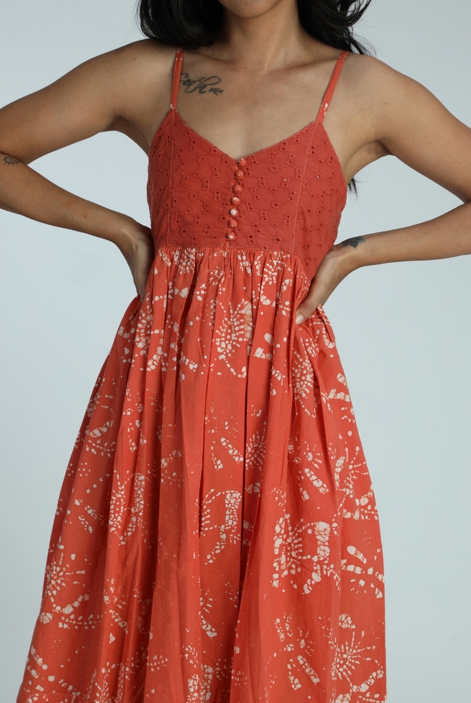 STRAPPY DRESS, PINK, BATIK, COTTON
