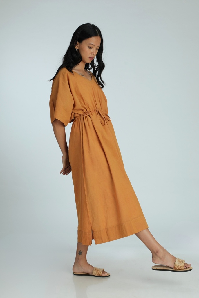 MAXI STRING KAFTAN, OCHRE, COTTON