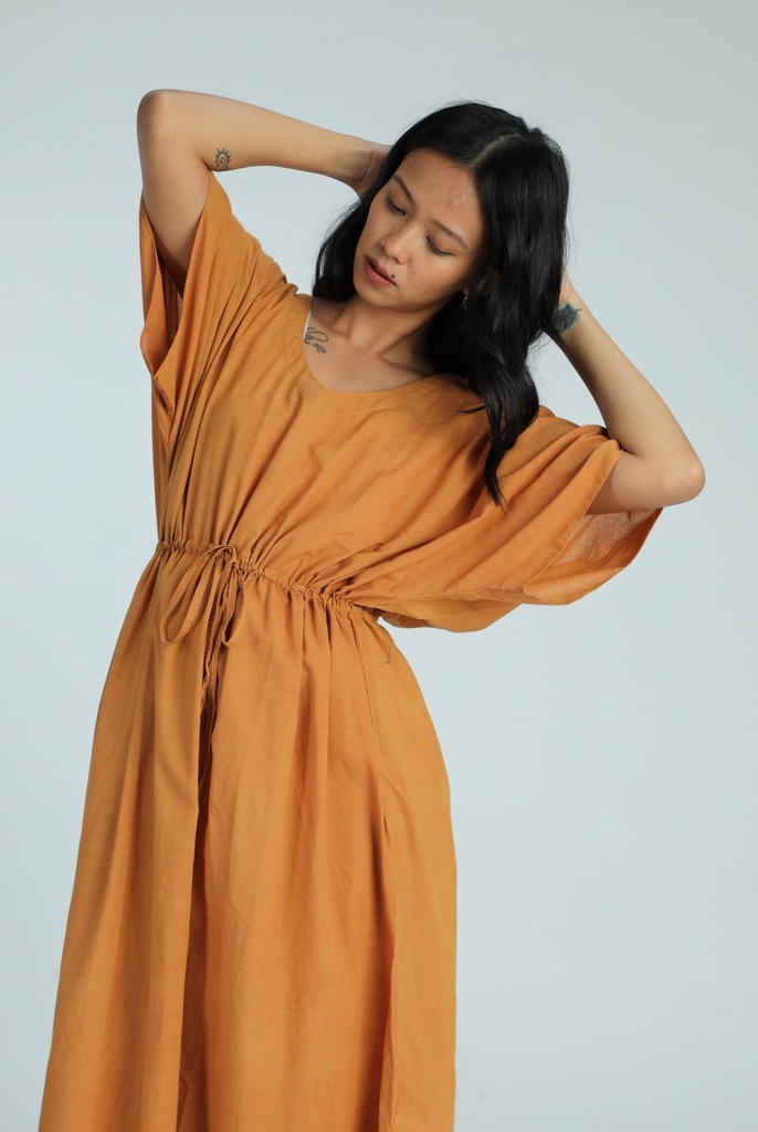 MAXI STRING KAFTAN, OCHRE, COTTON