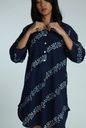 OVERSIZED KURTA, DARK BLUE, BATIK PLANTLINES, COTTON