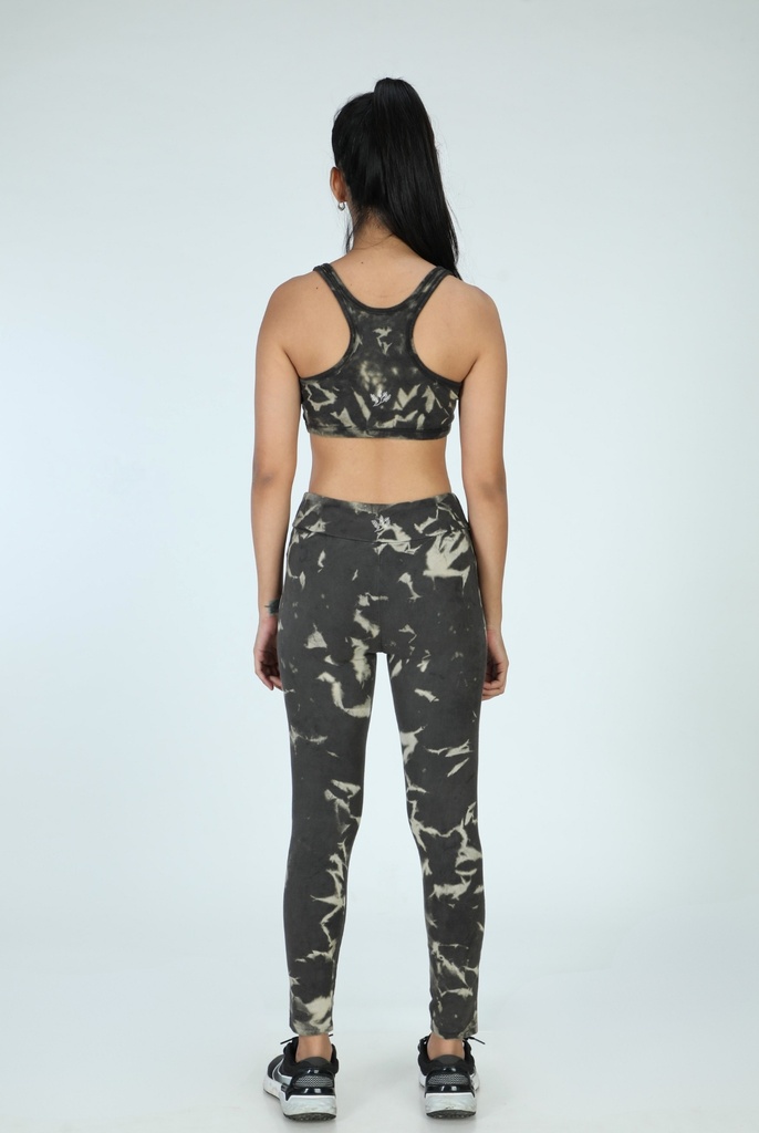 YOGA LEGGINGS, IRON, SHIBORI SPRAY CRUSHING, COTTON