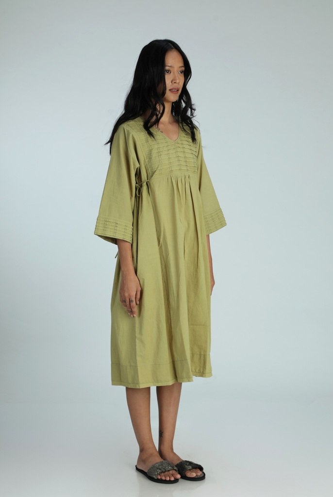 VINTAGE KURTA, LIGHT GREEN, PLAIN, COTTON