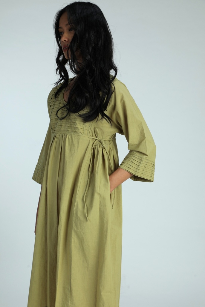 VINTAGE KURTA, LIGHT GREEN, PLAIN, COTTON