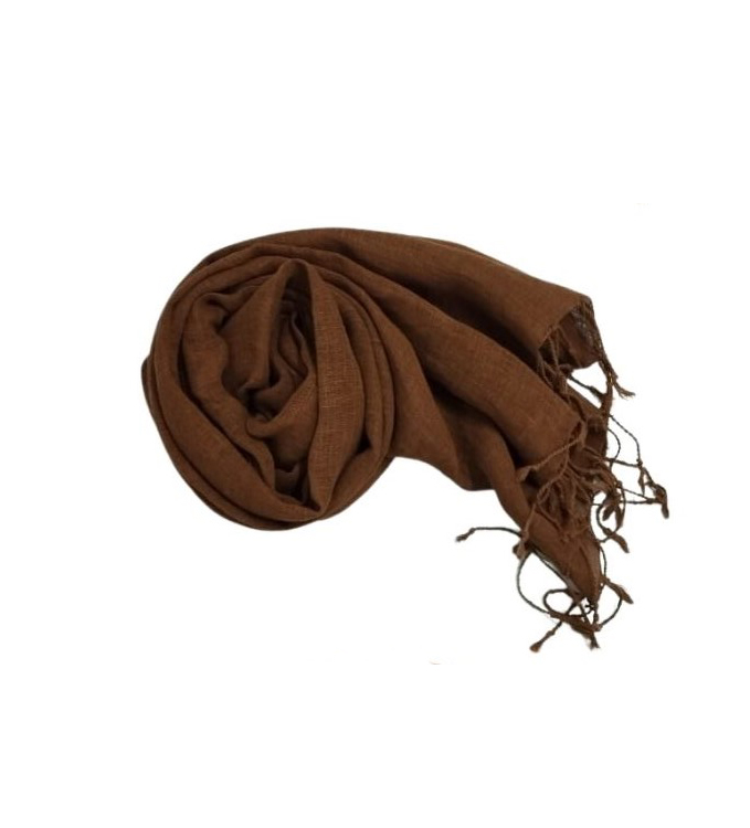 PLAIN SCARF, BROWN 44, COTTON-LINEN BLEND