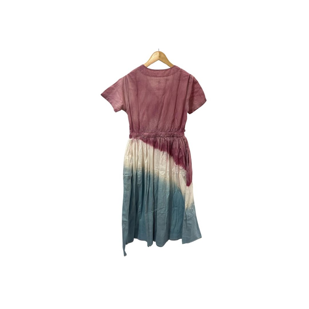 EVERYDAY DRESS, BLUE-PINK-WHITE, SHIBORI, COTTON