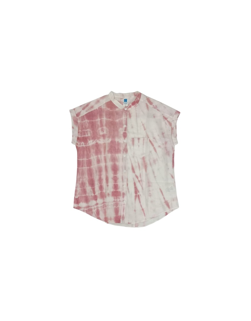 WOMEN'S SS SHIRT, PINK, SHIBORI, COTTON