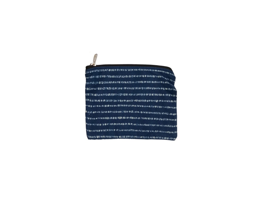 MEDIUM POUCH, BLUE, BATIK LINES, COTTON