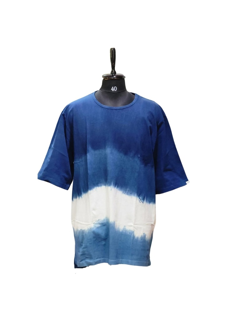 T-SHIRT, OVERSIZED, 2xBLUE-WHITE, OMBRE, COTTON