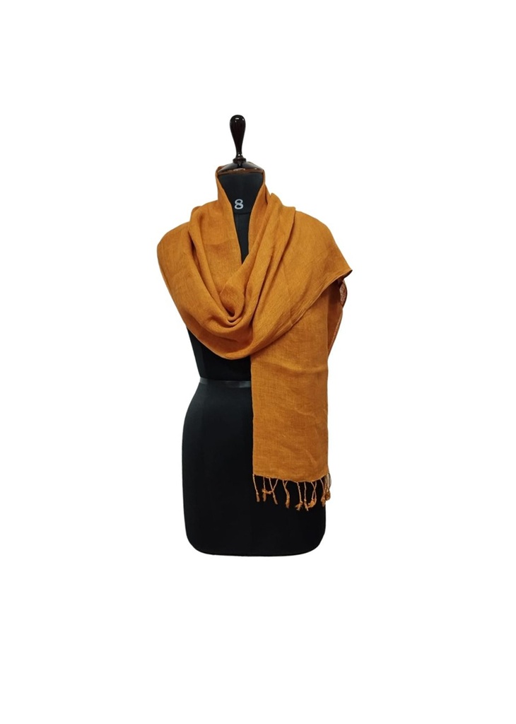 PLAIN SCARF, ORANGE 32, COTTON-LINEN BLEND