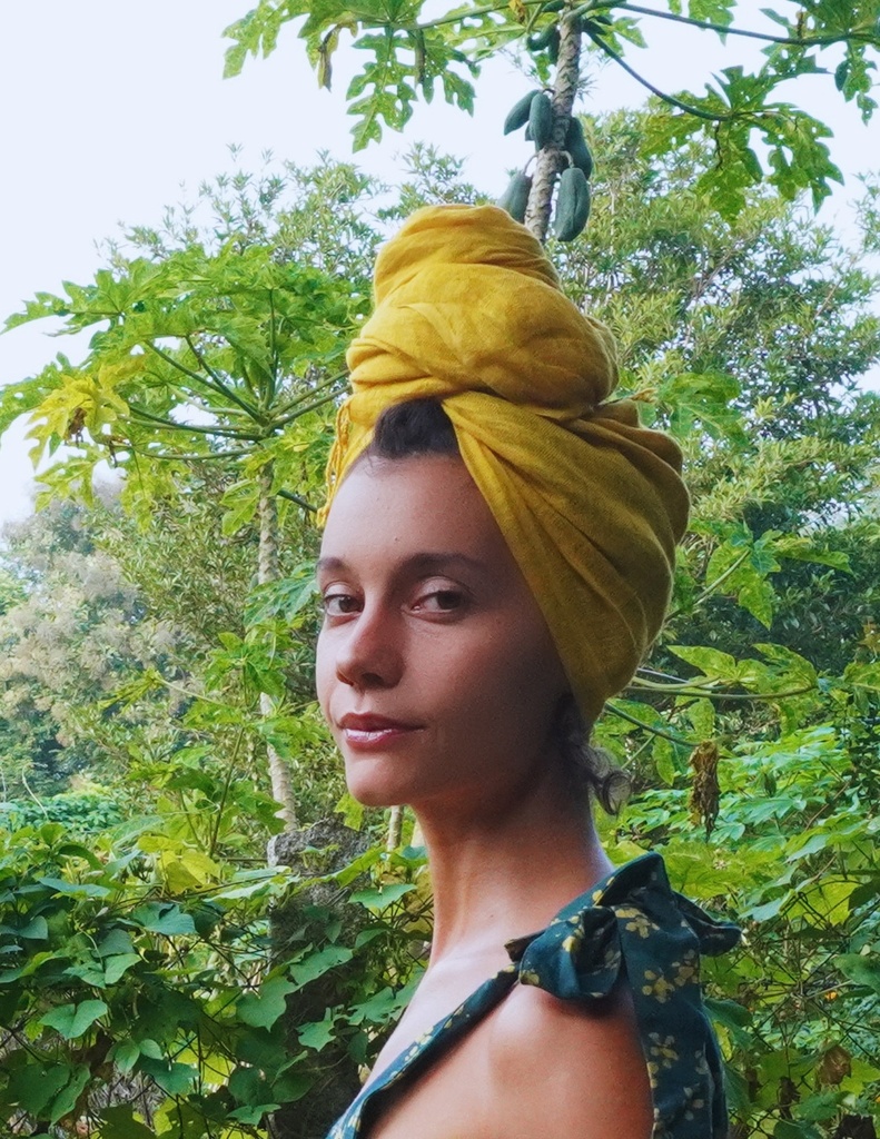PLAIN SCARF, YELLOW 24, COTTON-LINEN BLEND