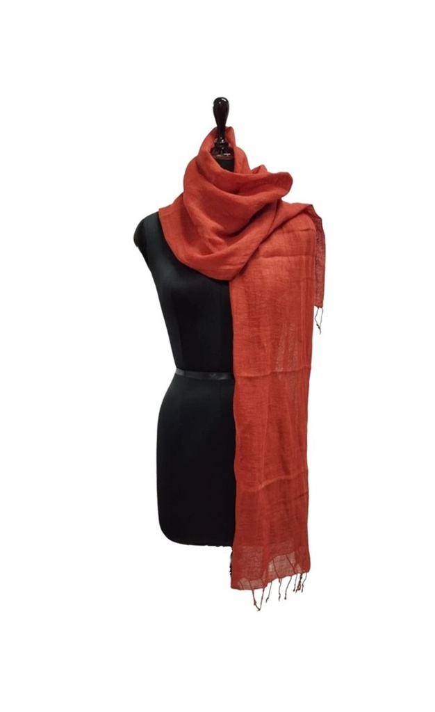 PLAIN SCARF, RED 191, COTTON-LINEN BLEND