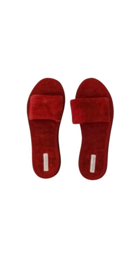 SLIPPER, VELVET, RED