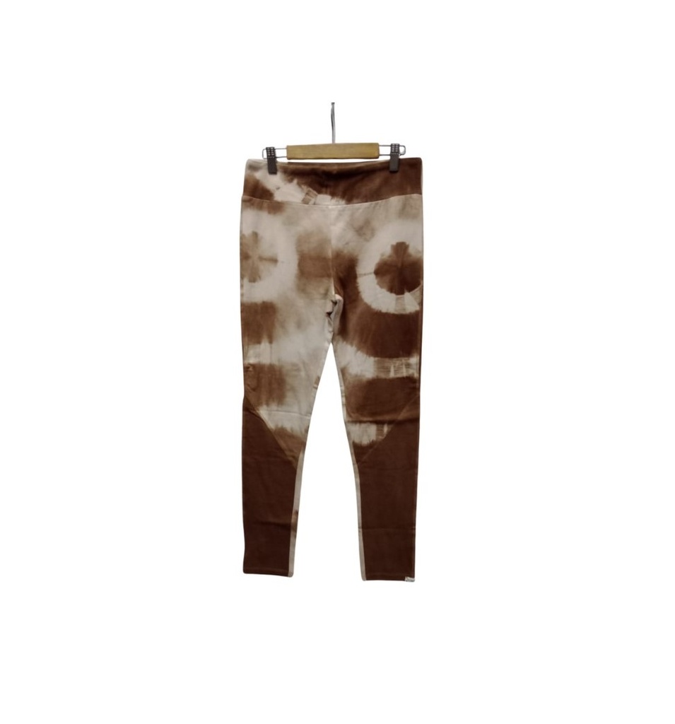 YOGA LEGGINGS, BROWN-WHITE, SHIBORI, COTTON