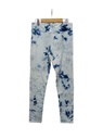 YOGA LEGGINGS, WHITE-BLUE, SHIBORI, COTTON