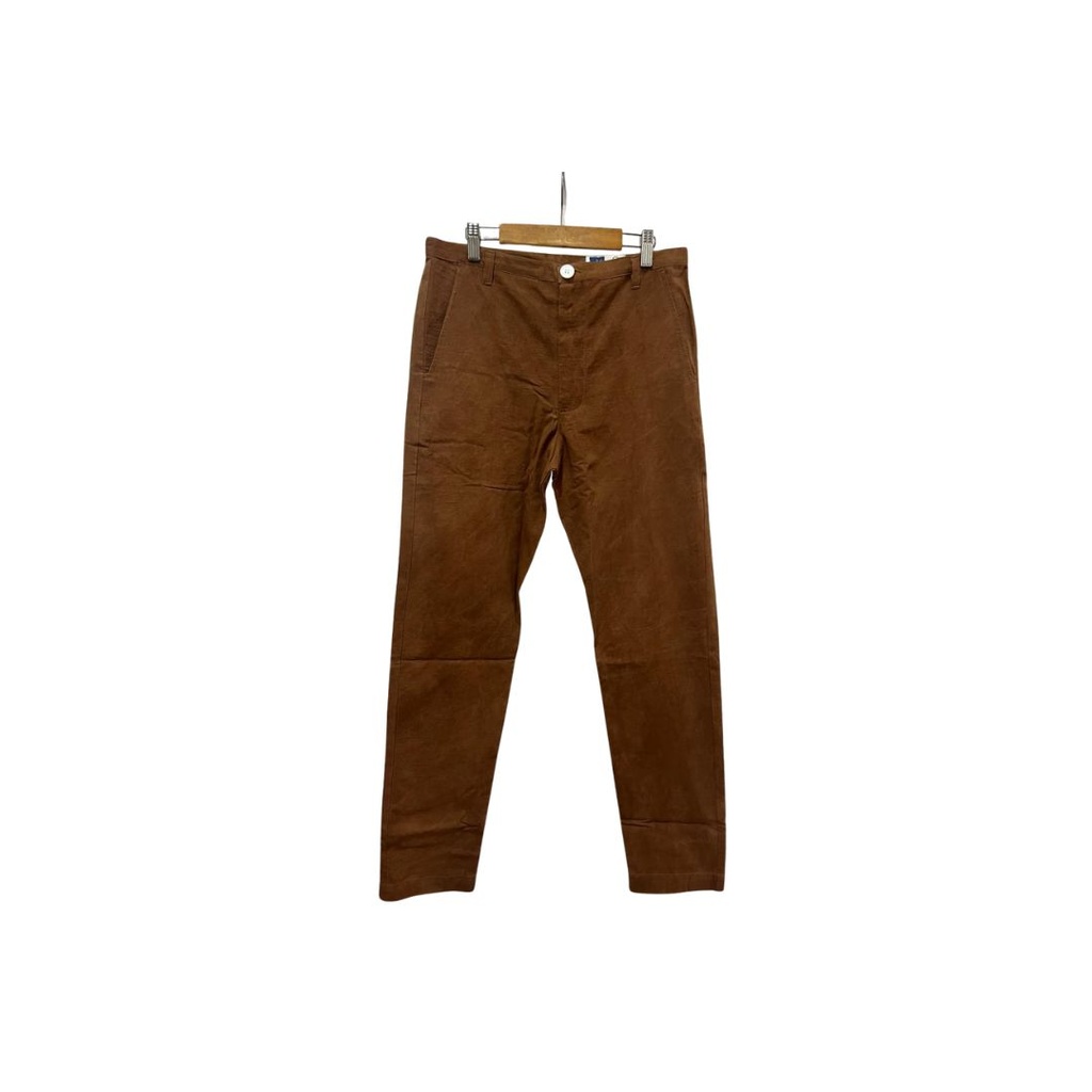 PANTS, CHINOS, BROWN, COTTON