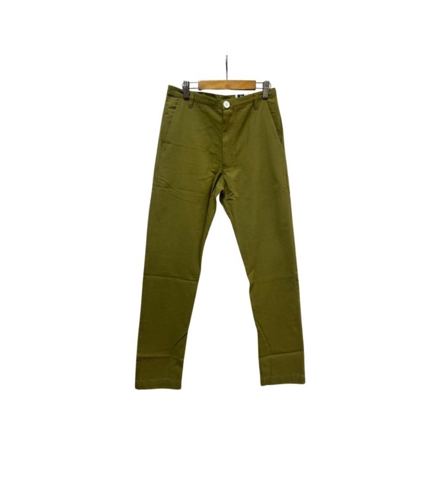 PANTS, CHINOS, GREEN, COTTON