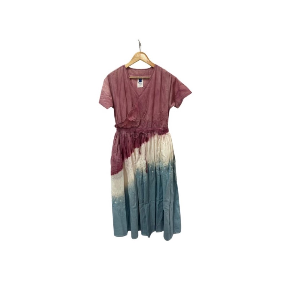 EVERYDAY DRESS, BLUE-PINK-WHITE, SHIBORI, COTTON