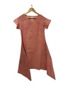 SIDEDROP DRESS, DARK SAPPAN PINK, PLAIN, COTTON