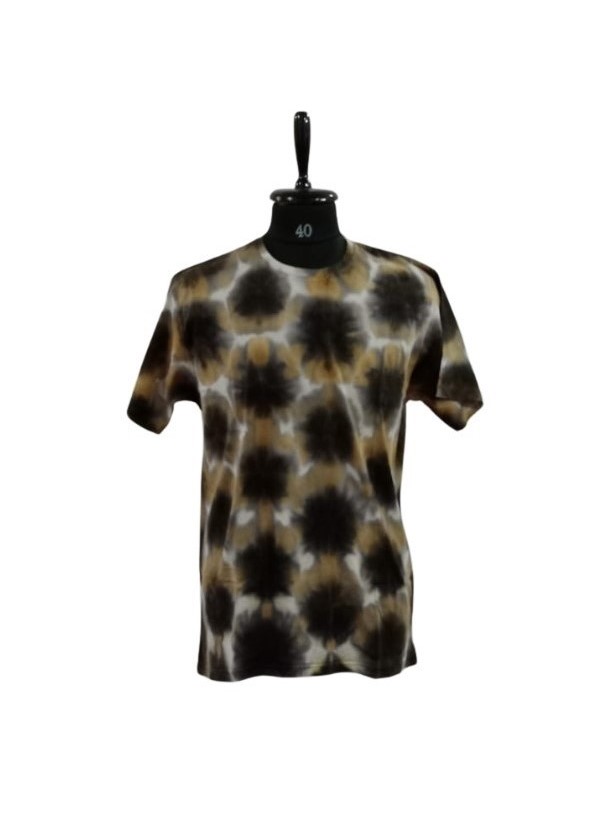 T-SHIRT, YELLOW-BLACK-WHITE, SHIBORI-CRUSHING, COTTON