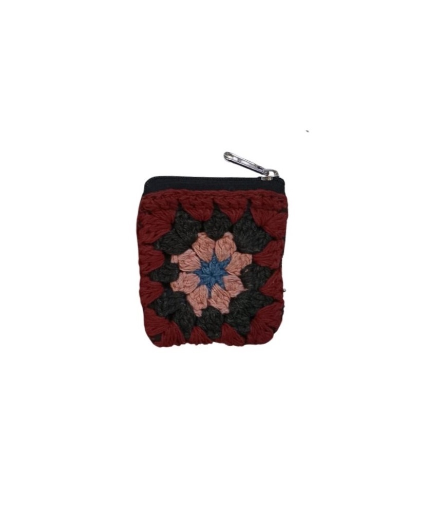 1-CROCHET COIN POUCH, FLOWER, SMALL, COTTON