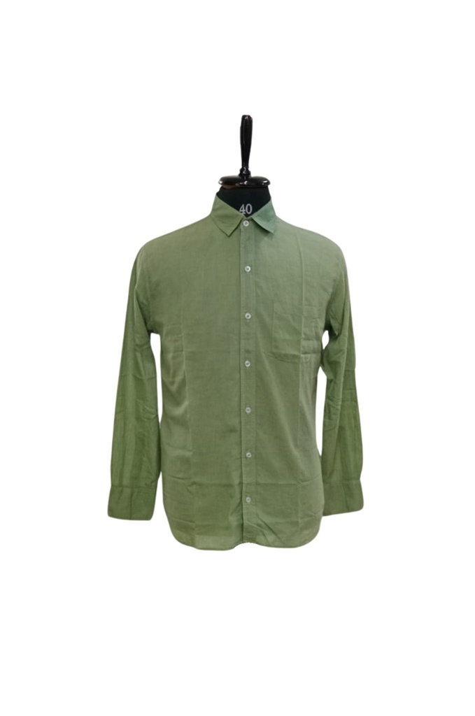 MADRAS LS SHIRT, GREEN, COTTON