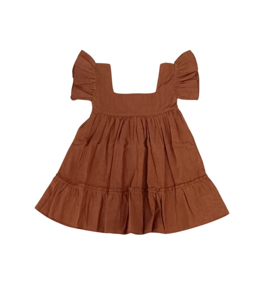 BABY PAA DRESS, BROWN, COTTON
