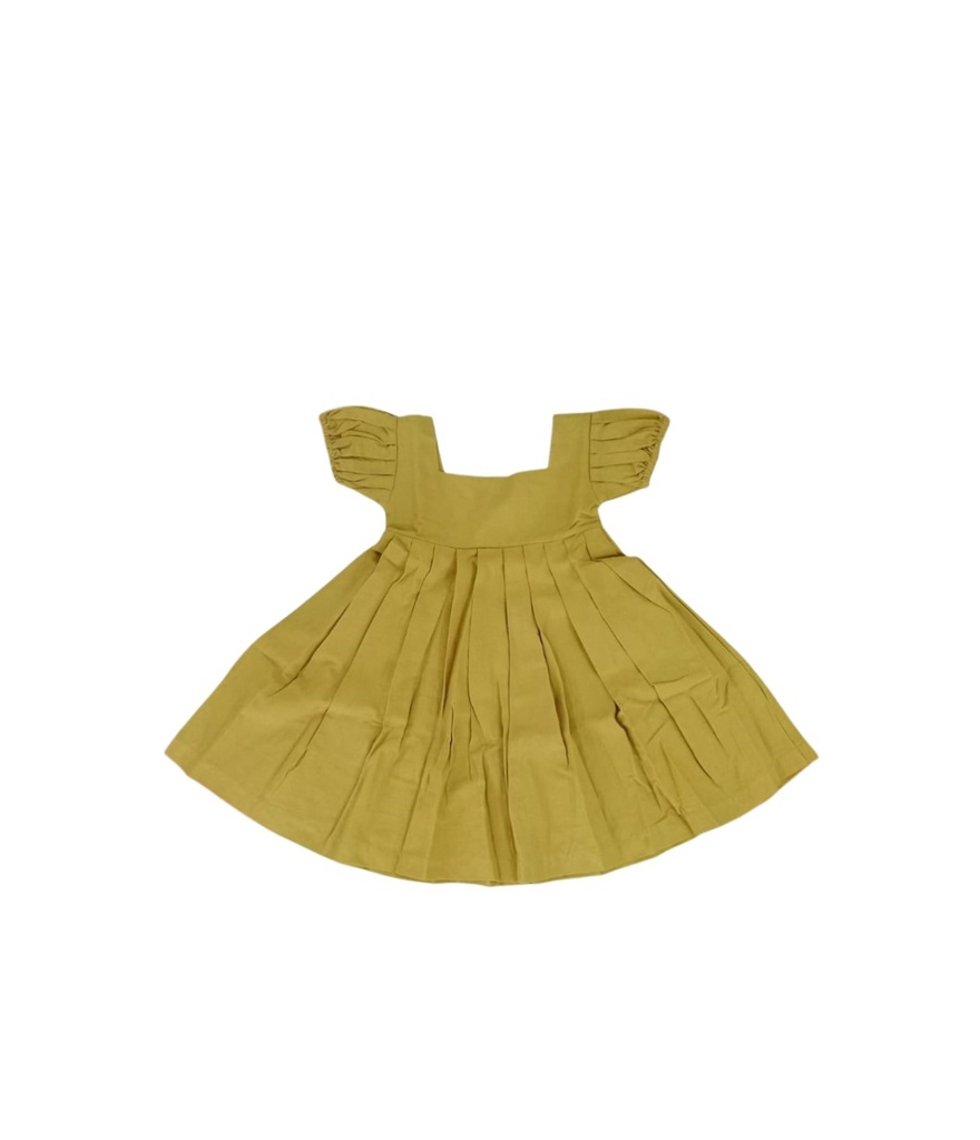 BABY PUFFY DRESS, YELLOW, COTTON