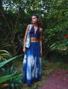 ELASTIC SKIRT, BLUE-WHITE, SHIBORI, COTTON