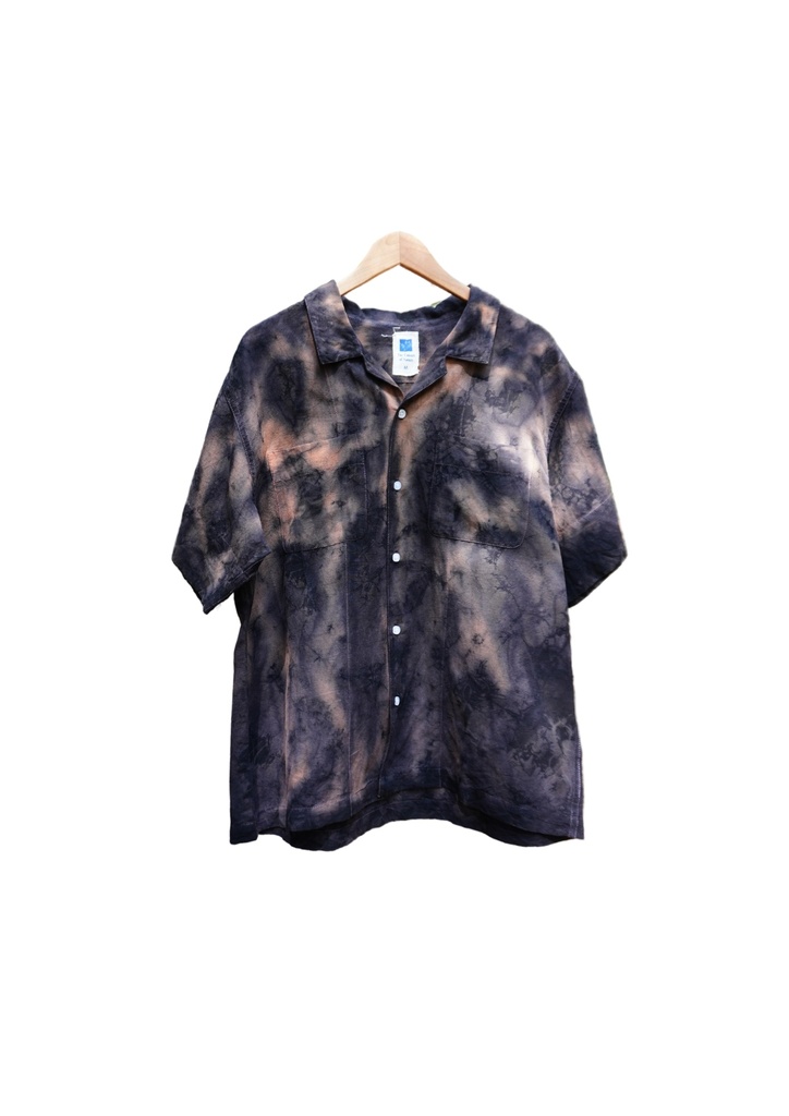 MAXI SHIRT, IRON, SHIBORI, COTTON-LINEN BLEND
