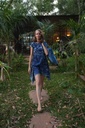 SIDEDROP DRESS, DARK BLUE, SHIBORI, COTTON